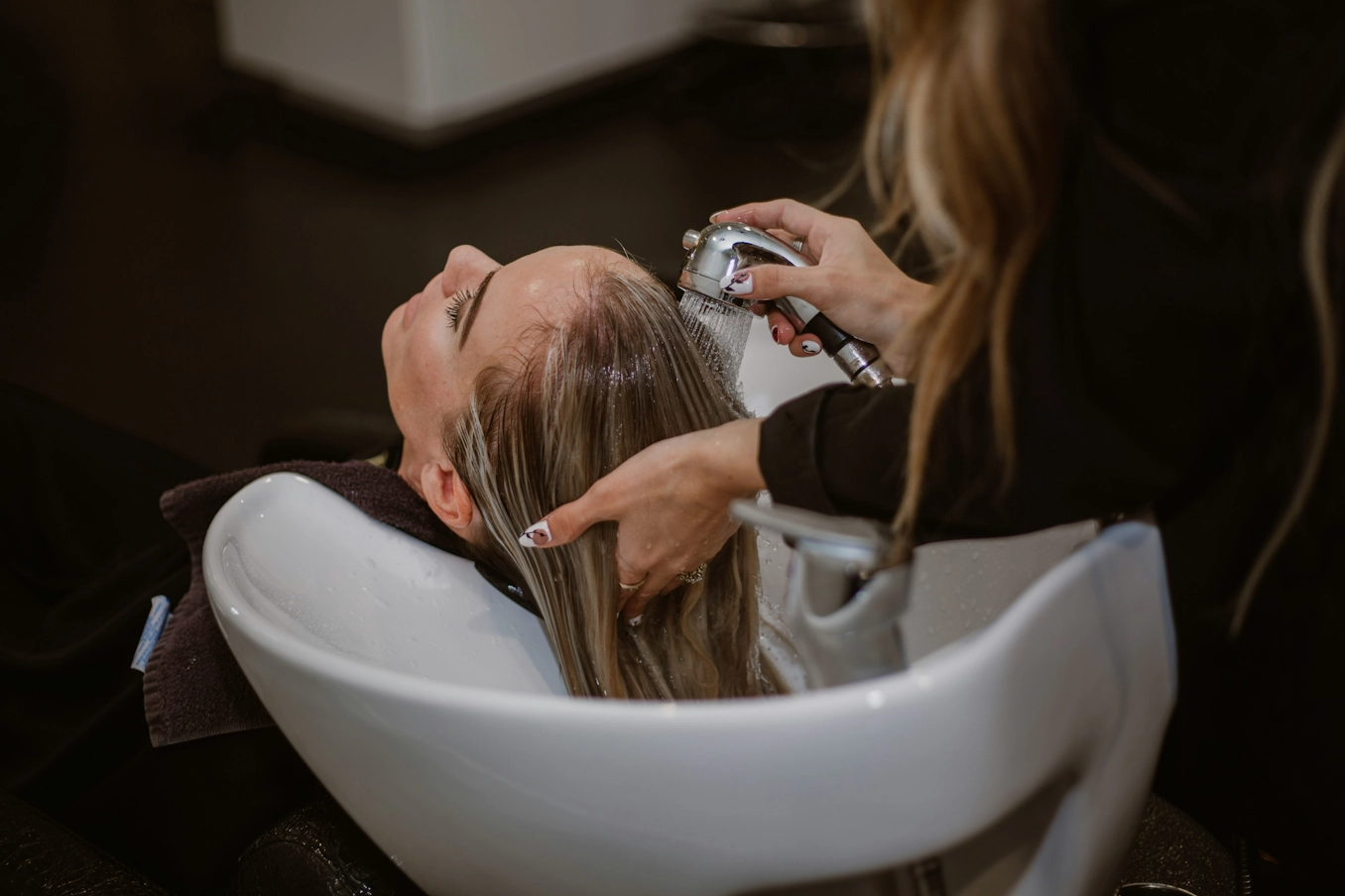 Close-up of professional hair styling